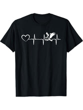 Eagle Heartbeat Heart Eagle Bird Lover Bald Eagle T-Shirt 180G 100% Cotton Printed Round Neck Short-Sleeve T-Shirt, Gifts for Men Dad Husband Grandpa, S-XXXL, Black