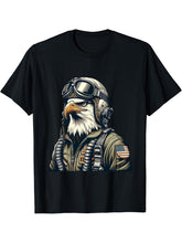Bald Eagle Pilot Fighter Aviator T-Shirt 180G 100% Cotton Printed Round Neck Short-Sleeve T-Shirt, Gifts for Men Dad Husband Grandpa, S-XXXL, Black