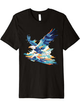 Abstract Paint Art Bird Of Prey Mountain American Bald Eagle Premium T-Shirt 180G 100% Cotton Printed Round Neck Short-Sleeve T-Shirt, Gifts for Men Dad Husband Grandpa, S-XXXL, Black