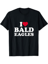 I Love Bald Eagles I Heart Bald Eagles Animal Lover T-Shirt 180G 100% Cotton Printed Round Neck Short-Sleeve T-Shirt, Gifts for Men Dad Husband Grandpa, S-XXXL, Black