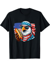 Funny Hotdog American Flag 4th Of July Patriotic Bald-Eagle T-Shirt 180G 100% Cotton Printed Round Neck Short-Sleeve T-Shirt, Gifts for Men Dad Husband Grandpa, S-XXXL, Black
