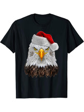 Bald Eagle in Christmas, Santa Hat - T-Shirt 180G 100% Cotton Printed Round Neck Short-Sleeve T-Shirt, Gifts for Men Dad Husband Grandpa, S-XXXL, Black