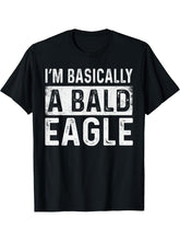 Funny Bald Eagle T-Shirt 180G 100% Cotton Printed Round Neck Short-Sleeve T-Shirt, Gifts for Men Dad Husband Grandpa, S-XXXL, Black
