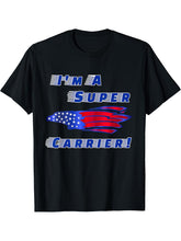 I'm A Super Carrier Bald Eagle American Flag T-shirt T-Shirt 180G 100% Cotton Printed Round Neck Short-Sleeve T-Shirt, Gifts for Men Dad Husband Grandpa, S-XXXL, Black