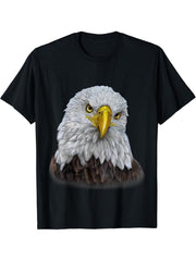 T-Shirt, North America Bald Eagle Bust, Bird 180G 100% Cotton Printed Round Neck Short-Sleeve T-Shirt, Gifts for Men Dad Husband Grandpa, S-XXXL, Black