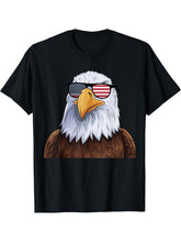 Bald Eagle with Sunglasses Design T-Shirt 180G 100% Cotton Printed Round Neck Short-Sleeve T-Shirt, Gifts for Men Dad Husband Grandpa, S-XXXL, Black