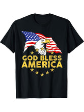 God Bless America | Patriotic Bald Eagle United States T-Shirt 180G 100% Cotton Printed Round Neck Short-Sleeve T-Shirt, Gifts for Men Dad Husband Grandpa, S-XXXL, Black