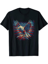 American Bald Eagle Men Women Boy Girl T-Shirt 180G 100% Cotton Printed Round Neck Short-Sleeve T-Shirt, Gifts for Men Dad Husband Grandpa, S-XXXL, Black