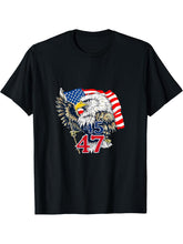Patriotic American Bald Eagle 45 47, President T-Shirt 180G 100% Cotton Printed Round Neck Short-Sleeve T-Shirt, Gifts for Men Dad Husband Grandpa, S-XXXL, Black