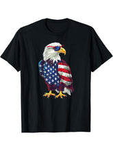 American Bald Eagle, American Flag, Cool T-Shirt 180G 100% Cotton Printed Round Neck Short-Sleeve T-Shirt, Gifts for Men Dad Husband Grandpa, S-XXXL, Black