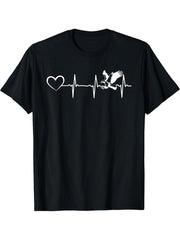 Eagle Heartline Heart Eagle Bird - Bald Eagle Heartbeat T-Shirt 180G 100% Cotton Printed Round Neck Short-Sleeve T-Shirt, Gifts for Men Dad Husband Grandpa, S-XXXL, Black