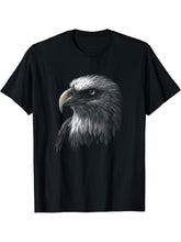 American Bald Eagle Face T-Shirt 180G 100% Cotton Printed Round Neck Short-Sleeve T-Shirt, Gifts for Men Dad Husband Grandpa, S-XXXL, Black