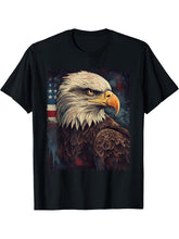 Vintage Bald Eagle 4th Of July Patriotic Men Women Outfit T-Shirt 180G 100% Cotton Printed Round Neck Short-Sleeve T-Shirt, Gifts for Men Dad Husband Grandpa, S-XXXL, Black