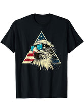 American Bald Eagle, American Flag, Cool T-Shirt 180G 100% Cotton Printed Round Neck Short-Sleeve T-Shirt, Gifts for Men Dad Husband Grandpa, S-XXXL, Black