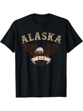 Alaska USA Bald Eagle T-Shirt 180G 100% Cotton Printed Round Neck Short-Sleeve T-Shirt, Gifts for Men Dad Husband Grandpa, S-XXXL, Black