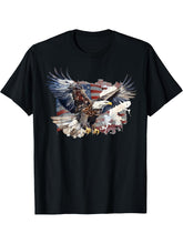 American Nature Bald Eagle Mullet US Flag Patriot Bird Lover T-Shirt 180G 100% Cotton Printed Round Neck Short-Sleeve T-Shirt, Gifts for Men Dad Husband Grandpa, S-XXXL, Black