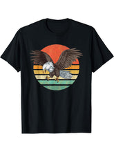 Bald Eagle T-Shirt Men Women Retro Vintage Bald Eagle T-Shirt 180G 100% Cotton Printed Round Neck Short-Sleeve T-Shirt, Gifts for Men Dad Husband Grandpa, S-XXXL, Black