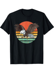 Bald Eagle T-Shirt Men Women Retro Vintage Bald Eagle T-Shirt 180G 100% Cotton Printed Round Neck Short-Sleeve T-Shirt, Gifts for Men Dad Husband Grandpa, S-XXXL, Black
