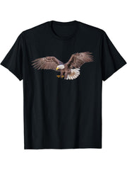 Majestic Flying American Bald Eagle T-Shirt 180G 100% Cotton Printed Round Neck Short-Sleeve T-Shirt, Gifts for Men Dad Husband Grandpa, S-XXXL, Black