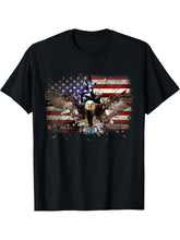 American Bald Eagle USA Flag Patriotic Eagle 4th of July T-Shirt 180G 100% Cotton Printed Round Neck Short-Sleeve T-Shirt, Gifts for Men Dad Husband Grandpa, S-XXXL, Black