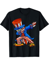 Dabbing American Bald Eagle Uncle Sam Dab Tshirt For Boy Girl T-Shirt 180G 100% Cotton Printed Round Neck Short-Sleeve T-Shirt, Gifts for Men Dad Husband Grandpa, S-XXXL, Black