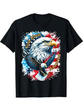 God Bless America Patriotic American Bald Eagles Tee T-Shirt 180G 100% Cotton Printed Round Neck Short-Sleeve T-Shirt, Gifts for Men Dad Husband Grandpa, S-XXXL, Black