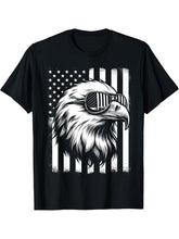 Independence Day Bald Eagle 4th of July Patriotic T-Shirt 180G 100% Cotton Printed Round Neck Short-Sleeve T-Shirt, Gifts for Men Dad Husband Grandpa, S-XXXL, Black