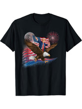 Patriotic Trump Bald Eagle American Pride USA Flag July 4th T-Shirt 180G 100% Cotton Printed Round Neck Short-Sleeve T-Shirt, Gifts for Men Dad Husband Grandpa, S-XXXL, Black