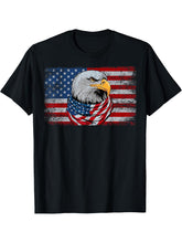 Unisex-Adult Classic Fit Modern Patriotic American Flag Bald Eagle T-Shirt - Black, Small, Short Sleeve 180G 100% Cotton Printed Round Neck Short-Sleeve T-Shirt, Gifts for Men Dad Husband Grandpa, S-XXXL, Black