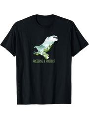 Preserve & Protect Vintage National Park Wildlife Bald Eagle T-Shirt 180G 100% Cotton Printed Round Neck Short-Sleeve T-Shirt, Gifts for Men Dad Husband Grandpa, S-XXXL, Black