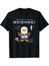 Looks Like A Job For Science Funny Scientist Lab Bald Eagle T-Shirt 180G 100% Cotton Printed Round Neck Short-Sleeve T-Shirt, Gifts for Men Dad Husband Grandpa, S-XXXL, Black
