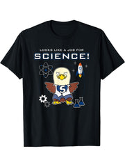 Looks Like A Job For Science Funny Scientist Lab Bald Eagle T-Shirt 180G 100% Cotton Printed Round Neck Short-Sleeve T-Shirt, Gifts for Men Dad Husband Grandpa, S-XXXL, Black