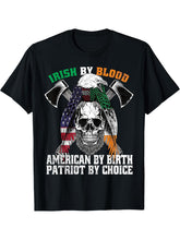 Irish By Blood American By Birth Patriot by Choice Eagle T-Shirt 180G 100% Cotton Printed Round Neck Short-Sleeve T-Shirt, Gifts for Men Dad Husband Grandpa, S-XXXL, Black