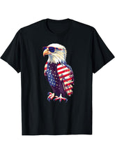 American Bald Eagle, American Flag, Cool T-Shirt 180G 100% Cotton Printed Round Neck Short-Sleeve T-Shirt, Gifts for Men Dad Husband Grandpa, S-XXXL, Black