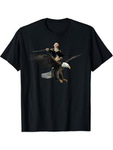 George Washington Riding A Bald Eagle - Patriotic T-shirt T-Shirt 180G 100% Cotton Printed Round Neck Short-Sleeve T-Shirt, Gifts for Men Dad Husband Grandpa, S-XXXL, Black