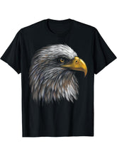 cute bald eagle head black art for lovers of eagles birds T-Shirt 180G 100% Cotton Printed Round Neck Short-Sleeve T-Shirt, Gifts for Men Dad Husband Grandpa, S-XXXL, Black
