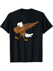 Dabbing Eagle | Large Bird America Hilarious USA Gift T-Shirt 180G 100% Cotton Printed Round Neck Short-Sleeve T-Shirt, Gifts for Men Dad Husband Grandpa, S-XXXL, Black