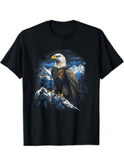 Majestic Breathtaking Bird Nature Freedom USA T-Shirt 180G 100% Cotton Printed Round Neck Short-Sleeve T-Shirt, Gifts for Men Dad Husband Grandpa, S-XXXL, Black