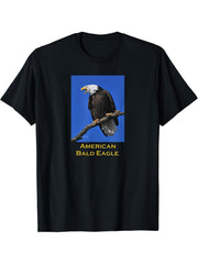 American Bald Eagle T-shirt Wild in Nature Close-up View 180G 100% Cotton Printed Round Neck Short-Sleeve T-Shirt, Gifts for Men Dad Husband Grandpa, S-XXXL, Black