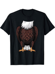 Bald Eagle Halloween Outfit Funny Simple Boy Girl Costume Idea T-Shirt 180G 100% Cotton Printed Round Neck Short-Sleeve T-Shirt, Gifts for Men Dad Husband Grandpa, S-XXXL, Black