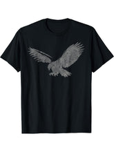 Beautiful Eagle American bird silhouette flying vintage USA T-Shirt 180G 100% Cotton Printed Round Neck Short-Sleeve T-Shirt, Gifts for Men Dad Husband Grandpa, S-XXXL, Black