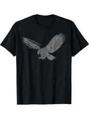 Beautiful Eagle American bird silhouette flying vintage USA T-Shirt 180G 100% Cotton Printed Round Neck Short-Sleeve T-Shirt, Gifts for Men Dad Husband Grandpa, S-XXXL, Black