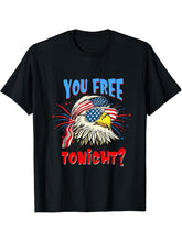 Are You Free Tonight 4th of July American Bald Eagle T-Shirt 180G 100% Cotton Printed Round Neck Short-Sleeve T-Shirt, Gifts for Men Dad Husband Grandpa, S-XXXL, Black