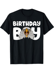 Eagle Birthday Boy Party Bird Boy Girl Boys Bald Eagle Birthday T-Shirt 180G 100% Cotton Printed Round Neck Short-Sleeve T-Shirt, Gifts for Men Dad Husband Grandpa, S-XXXL, Black
