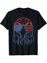 American Bald Eagle USA Flag 4th of July Eagle USA T-Shirt 180G 100% Cotton Printed Round Neck Short-Sleeve T-Shirt, Gifts for Men Dad Husband Grandpa, S-XXXL, Black