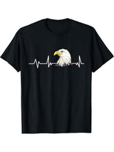 Bald Eagle Heartbeat Gift Bald Eagle T-Shirt 180G 100% Cotton Printed Round Neck Short-Sleeve T-Shirt, Gifts for Men Dad Husband Grandpa, S-XXXL, Black