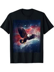 Majestic Flying American Bald Eagle T-Shirt - Unisex Adults - Black - Small - Crew Neck - Short Sleeve 180G 100% Cotton Printed Round Neck Short-Sleeve T-Shirt, Gifts for Men Dad Husband Grandpa, S-XXXL, Black