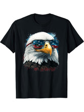 American Bald Eagle USA Flag Shirt 4th of July Eagle USA T-Shirt 180G 100% Cotton Printed Round Neck Short-Sleeve T-Shirt, Gifts for Men Dad Husband Grandpa, S-XXXL, Black