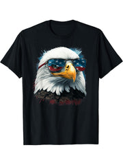 American Bald Eagle USA Flag Shirt 4th of July Eagle USA T-Shirt 180G 100% Cotton Printed Round Neck Short-Sleeve T-Shirt, Gifts for Men Dad Husband Grandpa, S-XXXL, Black