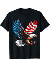 Bald Eagle & Patriotic American Flag 4th Of July T-Shirt 180G 100% Cotton Printed Round Neck Short-Sleeve T-Shirt, Gifts for Men Dad Husband Grandpa, S-XXXL, Black